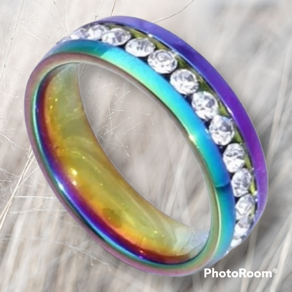 Iridescent rainbow ring